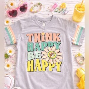Buc-ees Girls YM Super Cute ‘Think Happy Be Happy’ Short Sleeve T-Shirt